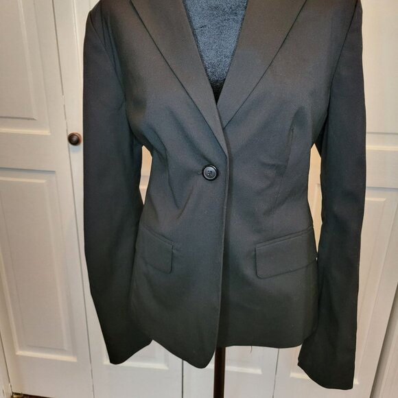 Black Single Button Fitted Blazer Old Navy M Classic Old Money Office Tailored - Picture 1 of 8